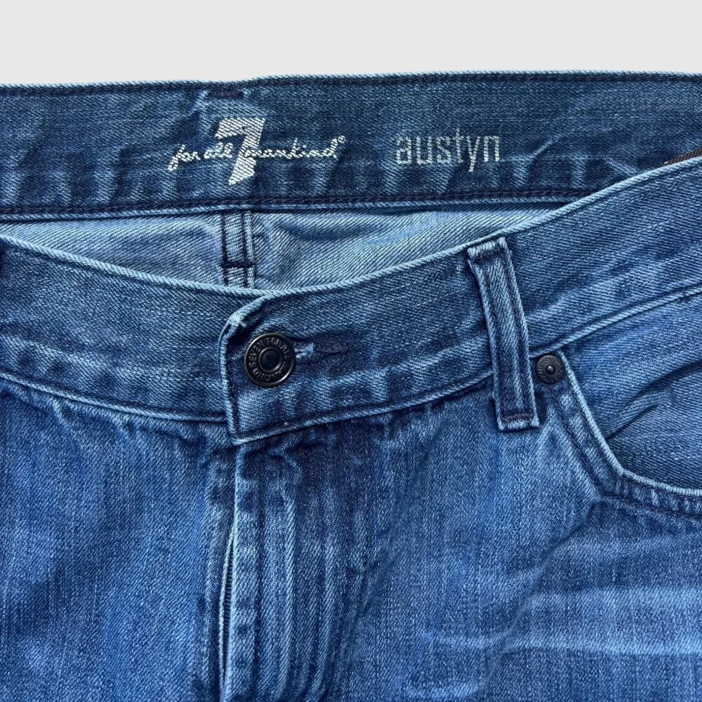 7 For All Mankind Austyn Relaxed Straight Leg Jeans Men's 36 Medium Blue Wash